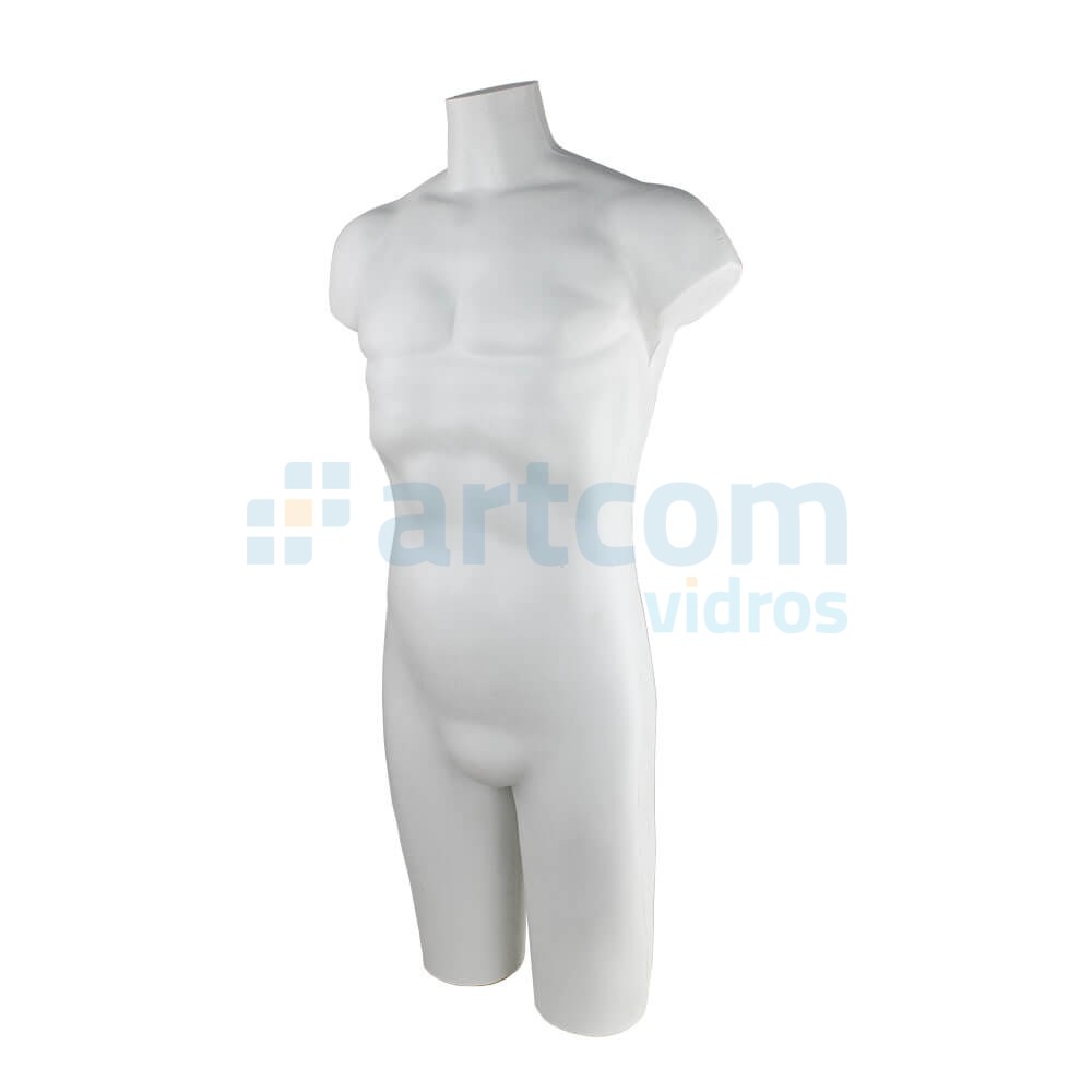 Manequim Masculino Meio Corpo. PVC Tradicional. Branco – Cmanequim