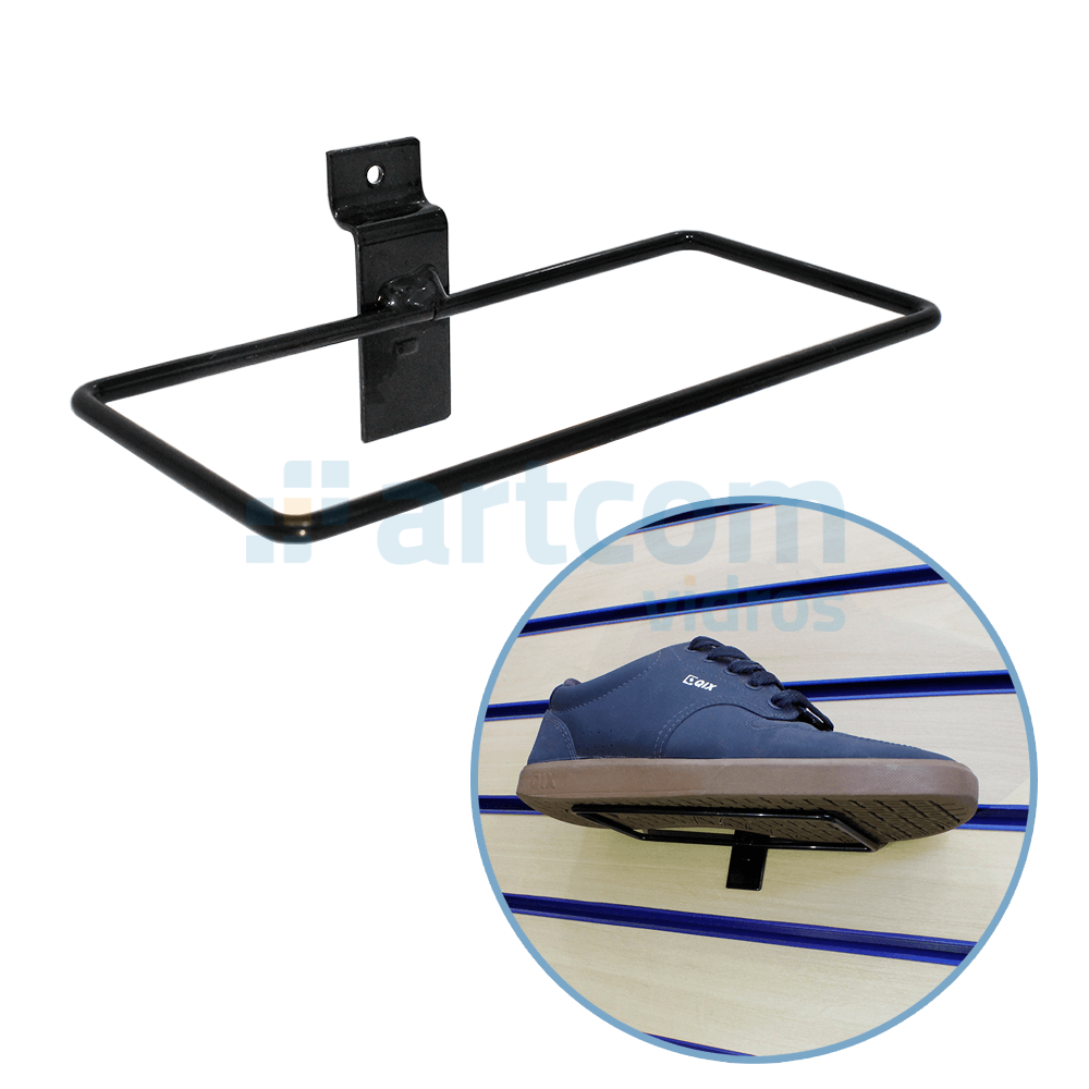 Kit 5 Suportes de Calçado de Aço para Painel Canaletado Preto